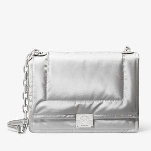 Michael Kors Medium Silver Pillow Flap Cossbody